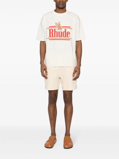Shop Rhude Pique Shorts In White