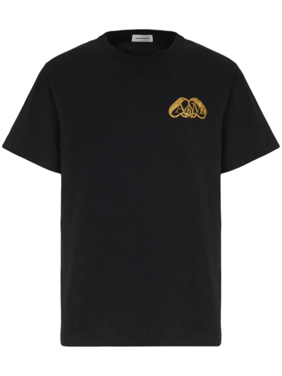 Shop Alexander Mcqueen T-shirt Mezzo Logo Seal In Black