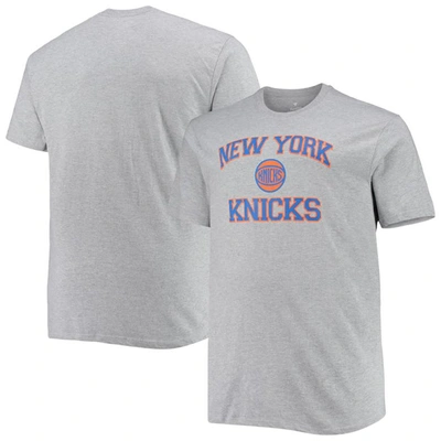 Shop Profile Heathered Gray New York Knicks Big & Tall Heart & Soul T-shirt In Heather Gray
