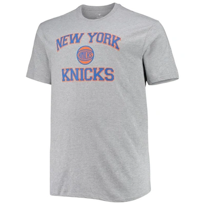 Shop Profile Heathered Gray New York Knicks Big & Tall Heart & Soul T-shirt In Heather Gray