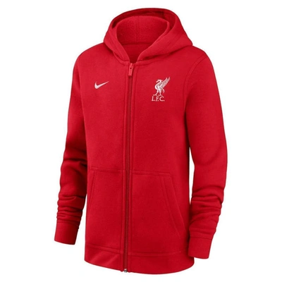 Shop Nike Youth  Red Liverpool Club Full-zip Hoodie