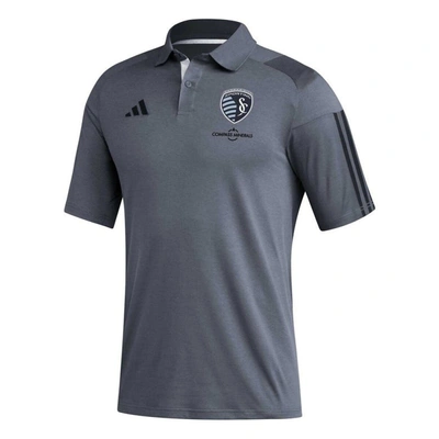 Shop Adidas Originals Adidas Gray Sporting Kansas City 2023 On-field Training Polo