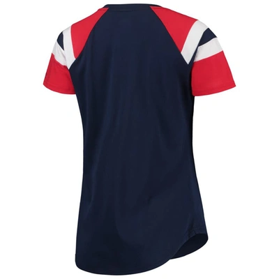 Shop Starter Navy/red Boston Red Sox Game On Notch Neck Raglan T-shirt