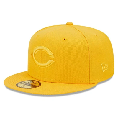 Shop New Era Gold Cincinnati Reds Tonal 59fifty Fitted Hat