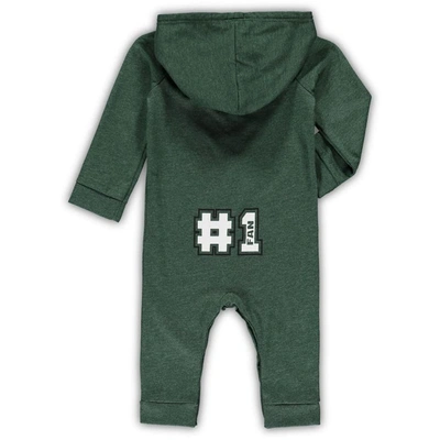 Shop Colosseum Newborn & Infant  Heathered Green Michigan State Spartans Henry Pocketed Hoodie Romper In Heather Green