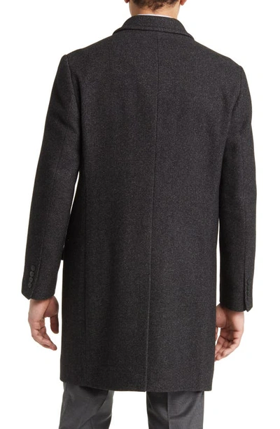 Shop Hart Schaffner Marx Albright Wool Blend Topcoat In Charcoal Pindot