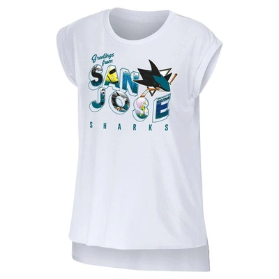 Shop Wear By Erin Andrews White San Jose Sharks Greetings From Muscle T-shirt