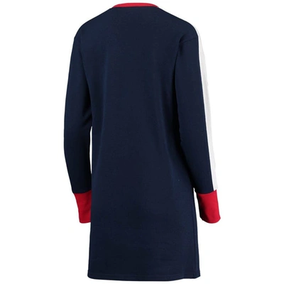 Shop G-iii 4her By Carl Banks Navy Boston Red Sox Hurry Up Offense Long Sleeve Dress