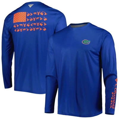 Shop Columbia Royal Florida Gators Terminal Shot Omni-shade Omni-wick Long Sleeve T-shirt