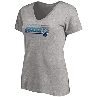 Shop Fanatics Branded Heathered Gray Charlotte Hornets Plus Size Mascot In Bounds V-neck T-shirt In Heather Gray