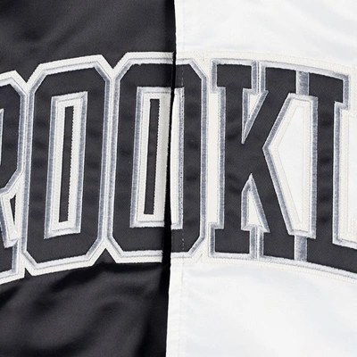 Shop Starter Black/white Brooklyn Nets Fast Break Satin Full-snap Jacket