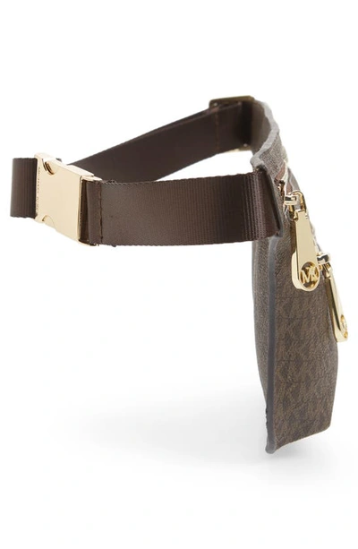 Shop Michael Kors Faux Leather Belt Bag In Chocolate
