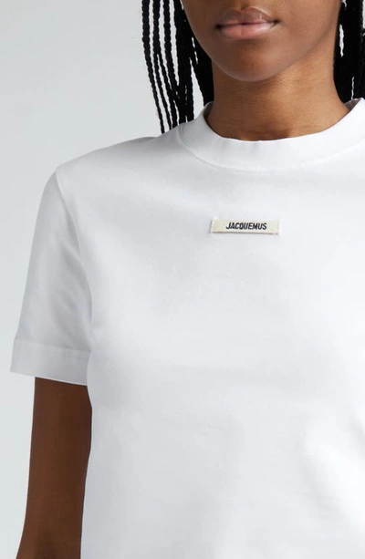 Shop Jacquemus Le T-shirt Logo Embroidered Grosgrain T-shirt In White