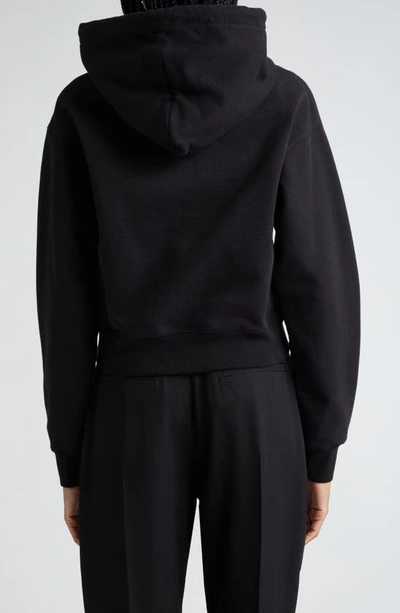 Jacquemus Le Grosgrain Logo Cotton Fleece Crop Hoodie In Black