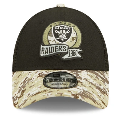 Shop New Era Youth  Black/camo Las Vegas Raiders 2022 Salute To Service 9forty Snapback Trucker Hat