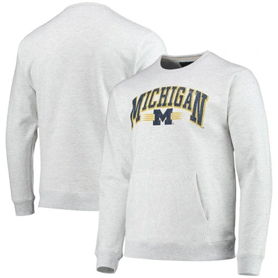 Shop League Collegiate Wear Heathered Gray Michigan Wolverines Upperclassman Pocket Pullover Sweatshirt In Heather Gray