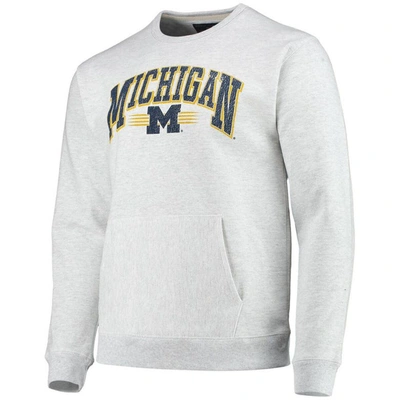 Shop League Collegiate Wear Heathered Gray Michigan Wolverines Upperclassman Pocket Pullover Sweatshirt In Heather Gray