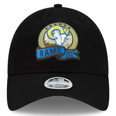Shop New Era Black Los Angeles Rams 2022 Salute To Service 9twenty Adjustable Hat