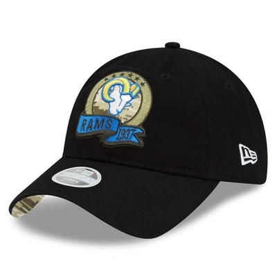 Shop New Era Black Los Angeles Rams 2022 Salute To Service 9twenty Adjustable Hat