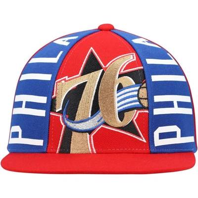Shop Mitchell & Ness Red Philadelphia 76ers Hardwood Classics Big Face Callout Snapback Hat