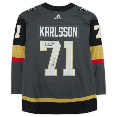 Shop Fanatics Authentic William Karlsson Vegas Golden Knights Autographed Black Adidas Authentic Jersey With "wild Bill" Ins