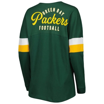 Shop New Era Green Green Bay Packers Athletic Varsity Lightweight Lace-up Long Sleeve T-shirt