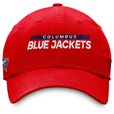 Shop Fanatics Branded Red Columbus Blue Jackets Authentic Pro Rink Adjustable Hat