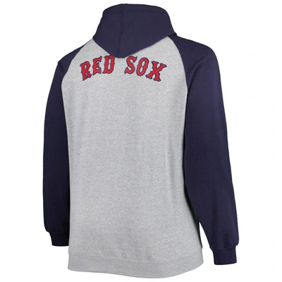 Shop Profile Heather Gray/navy Boston Red Sox Big & Tall Raglan Hoodie Full-zip Sweatshirt
