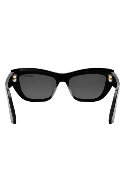 Shop Dior C B1u 50mm Butterfly Sunglasses In Shiny Black / Smoke