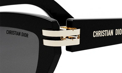 Shop Dior C B1u 50mm Butterfly Sunglasses In Shiny Black / Smoke