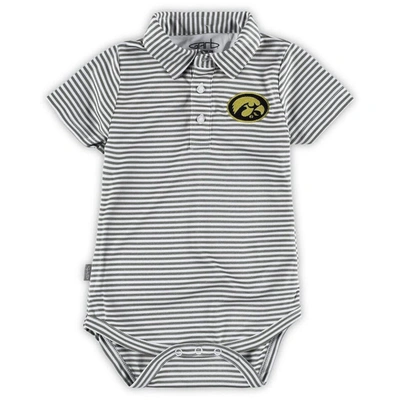 Shop Garb Infant  Charcoal Iowa Hawkeyes Carson Striped Polo Bodysuit