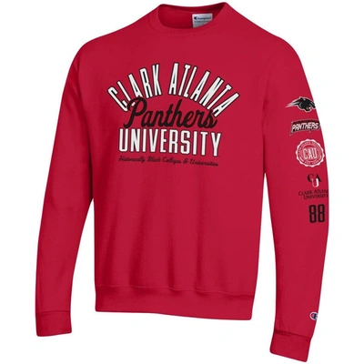 Shop Champion Scarlet Clark Atlanta University Panthers 2-hit Powerblend Pullover Sweatshirt