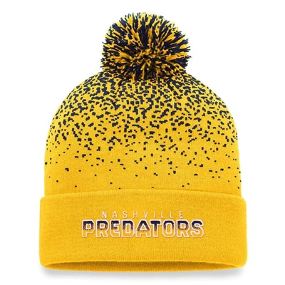 Shop Fanatics Branded Gold Nashville Predators Iconic Gradient Cuffed Knit Hat With Pom