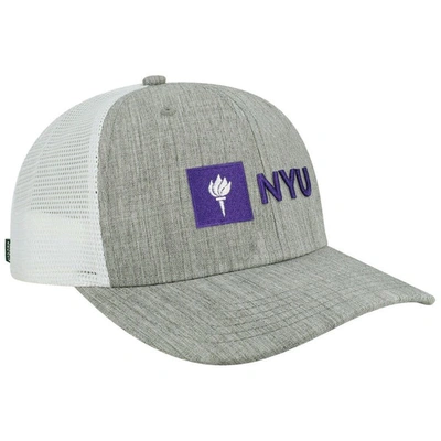 Shop Legacy Athletic Heather Gray/white Nyu Violets The Champ Trucker Snapback Hat
