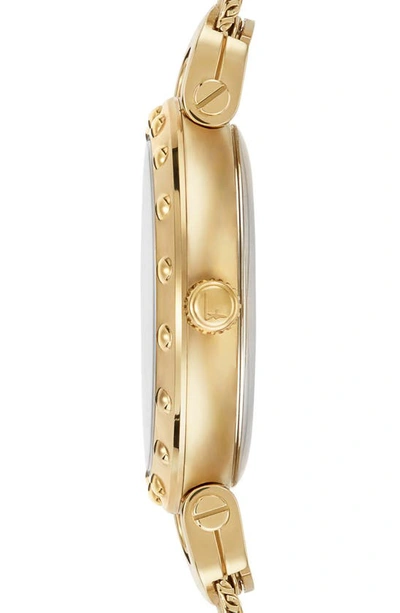 Shop Ferragamo Salvatore  Style Bracelet Watch, 34mm In Gold/ White Mop/ Gold