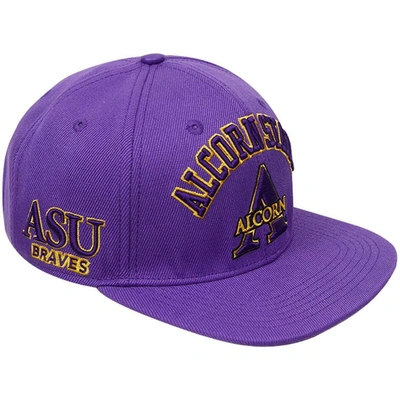 Shop Pro Standard Purple Alcorn State Braves Evergreen Arch Over Logo Snapback Hat
