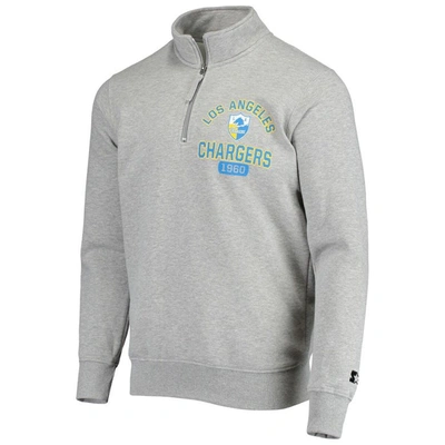 Shop Starter Gray Los Angeles Chargers Throwback Heisman Quarter-zip Jacket In Heather Gray
