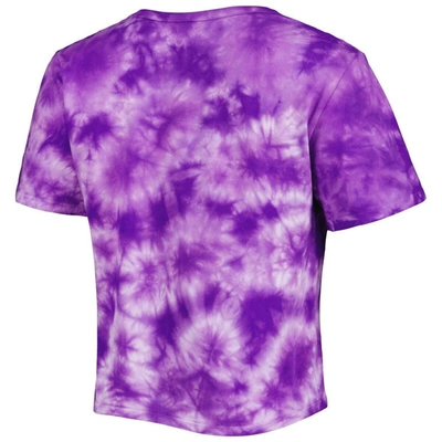 Shop Zoozatz Purple Lsu Tigers Cloud-dye Cropped T-shirt