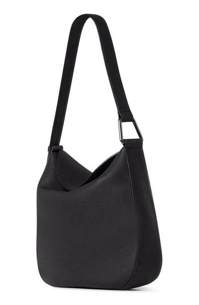 Shop Akris Medium Anna Leather Hobo Bag In 009 Black
