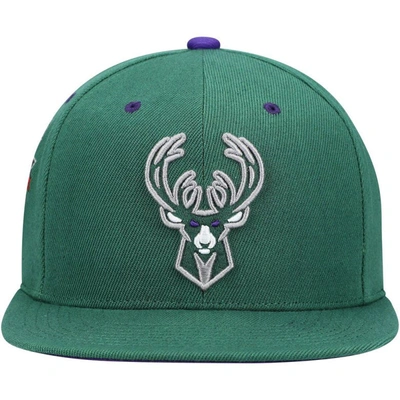 Shop Mitchell & Ness Hunter Green Milwaukee Bucks 40th Anniversary Color Flip Snapback Hat