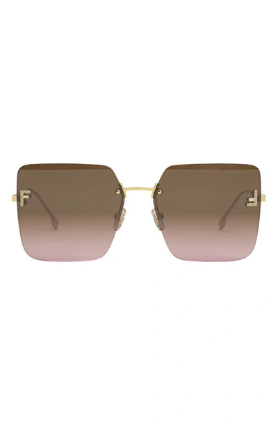 Shop Fendi The  First 59mm Geometric Sunglasses In Shiny Endura Gold Metal