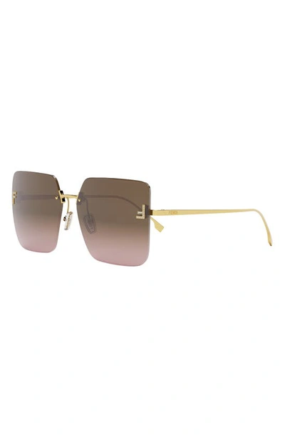 Fendi 59mm Gradient Square Sunglasses In Shiny Endura Gold Metal