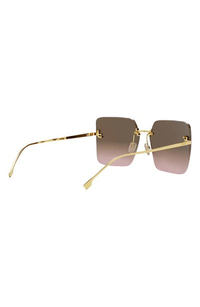 Fendi 59mm Gradient Square Sunglasses In Shiny Endura Gold Metal
