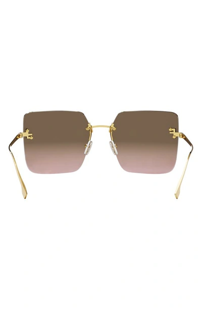 Fendi 59mm Gradient Square Sunglasses In Shiny Endura Gold Metal
