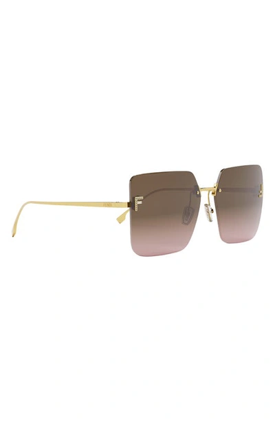 Fendi 59mm Gradient Square Sunglasses In Shiny Endura Gold Metal