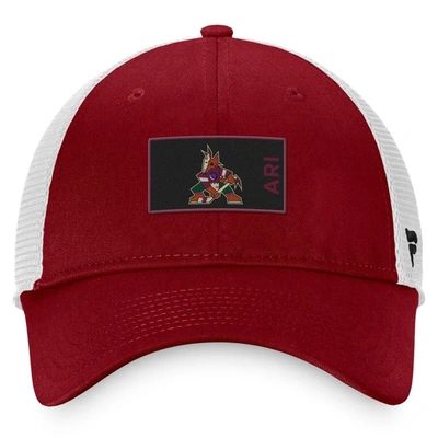 Shop Fanatics Branded Garnet/white Arizona Coyotes Authentic Pro Rink Trucker Snapback Hat