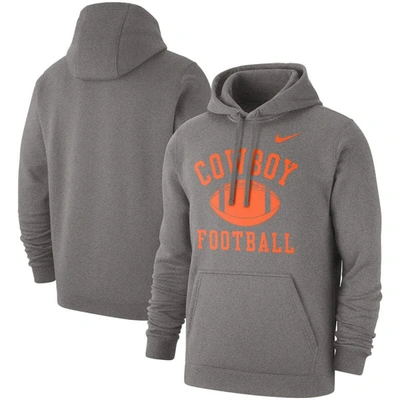 Shop Nike Heathered Gray Oklahoma State Cowboys Football Club Pullover Hoodie In Heather Gray