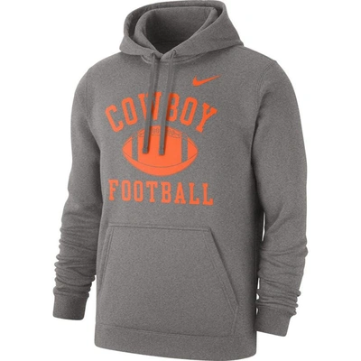 Shop Nike Heathered Gray Oklahoma State Cowboys Football Club Pullover Hoodie In Heather Gray