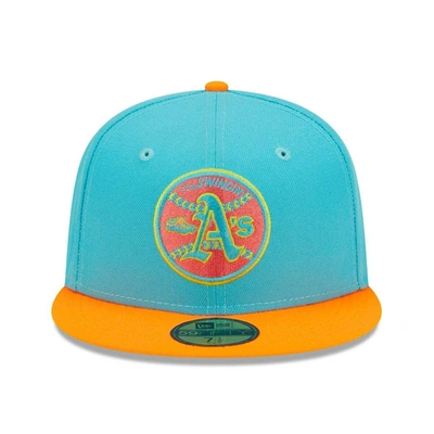 Shop New Era Blue/orange Oakland Athletics Vice Highlighter 59fifty Fitted Hat