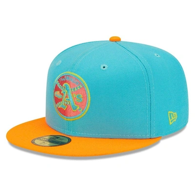 Shop New Era Blue/orange Oakland Athletics Vice Highlighter 59fifty Fitted Hat